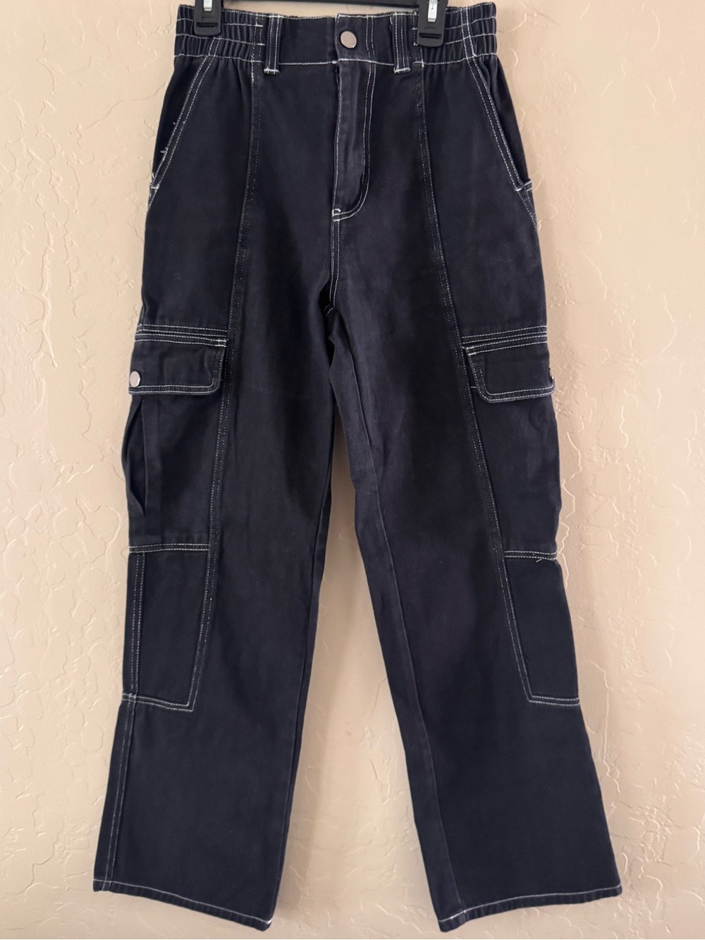 RSQ Navy Cargo Pants with Contrast Stitching